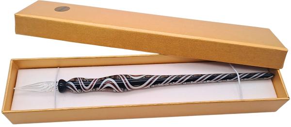 Tintenschreiber (transp./schwarz -weiße Streifen + Gold)